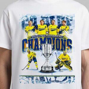 Michigan Wolverines Men’s Ice Hockey 2026 Big 10 Tournament Champions T-Shirt 79